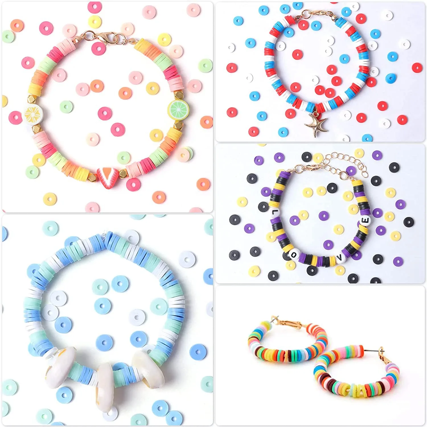 4600Pcs Clay Beads Kits For Bracelets Making , Polymer Clay Flat Round  Spacer Preppy Heishi Beads With Pendant Charms - AliExpress