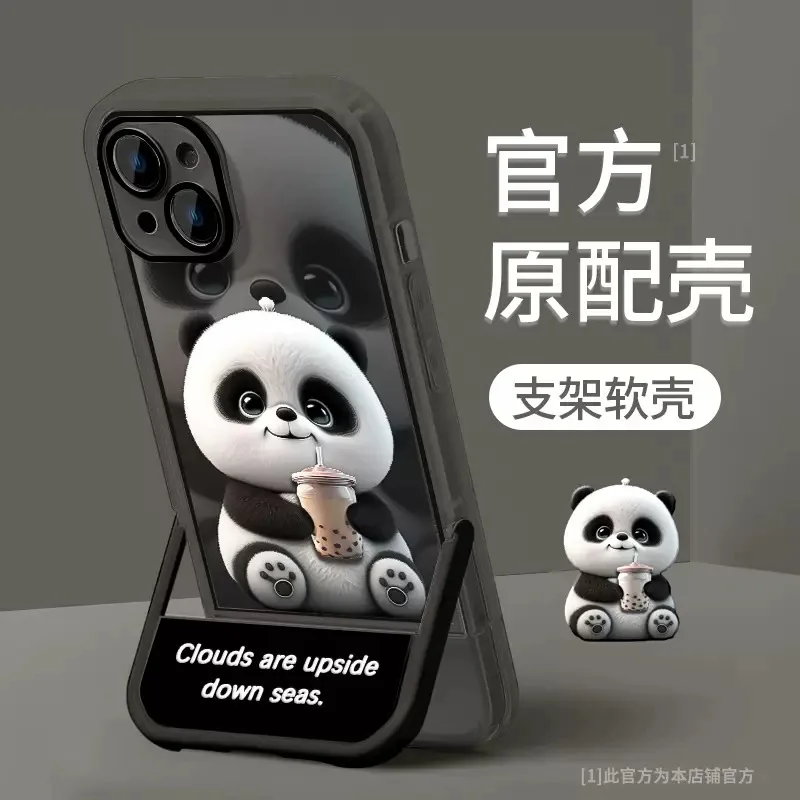 

Cartoon Panda Pattern Black and White Comes with Stand Suitable for IPhone 15 and IPhone 14 Full Series Anti Drop Phone Case