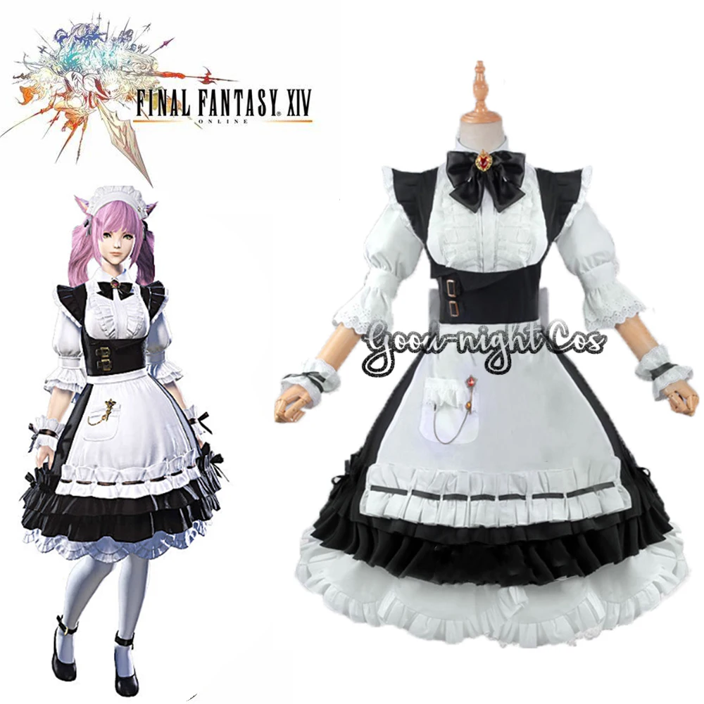 

Game Final Fantasy XIV FF14 Miqo'te Cosplay Costume Sexy Dress Maid Servant Uniform Custom Made Halloween Christmas Carnival