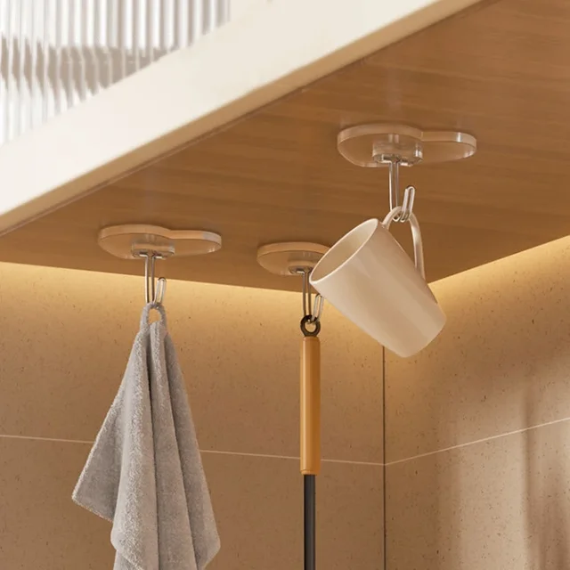 Crochets transparents en forme de cœur, support de cintres d'amour en plastique sans poinçonnage, porte-clés auto-adhésif, porte-serviettes, crochets polyvalents, support de rangement 2