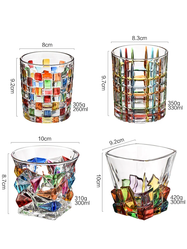 Nordic Decompress Hand Painted Drinkware Sets Glass Cup Couples Water Juice Milk Cup Coffee Whiskey Wine Mouthwash Cups