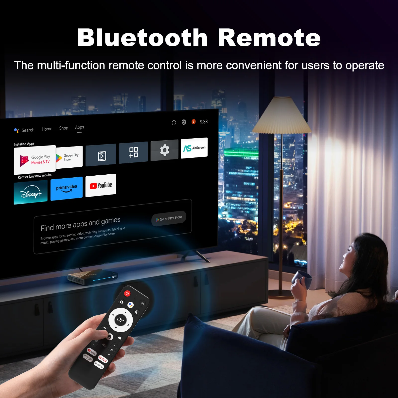 H96 MAX M9S Smart TV Box 4K&120fps ATV Androidtv 14,8-core CPU Wifi6 BT5.4 1000M LAN 8GB 128GB LPDDR4 Media Player AI VisionPQ