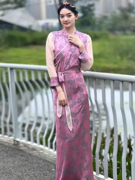 Chinese Women's Colored Tibetan Clothing Lace Ice Silk Bola Tibetan Robe