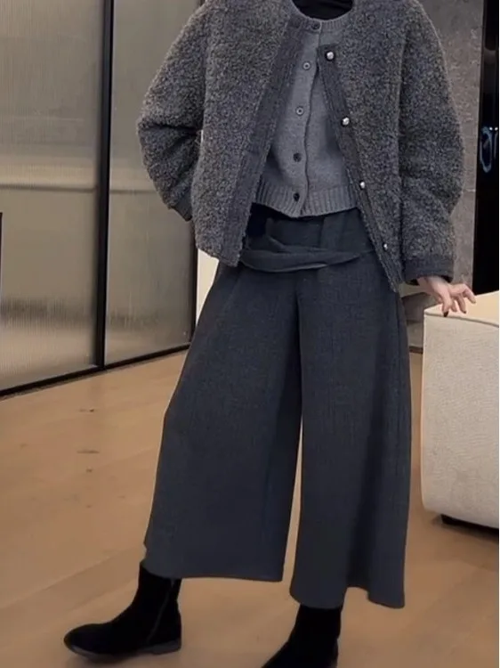 Slimming Straight Leg Pants Skirt Women's Winter New plus Size Pear ape Body Conceal Meat ow Thin Casual Skirt Pants