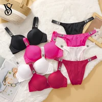 Victoria's Secret Nouvelle Collection Lingerie Sexy en Dentelle Push-Up avec Soutien-Gorge et Culotte, Lingerie de Nuit à Armatures, Grande Taille pour Femme, Bretelles Réglables 1