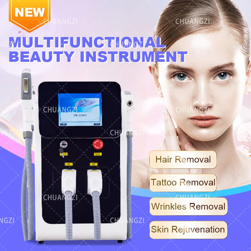 

IPL OPT Lase-r Hair Removel Machine for Women 3 IN 1 ND YAG Q Switch Tattoo Removal Professional RF Face Lift Skin Tight Device