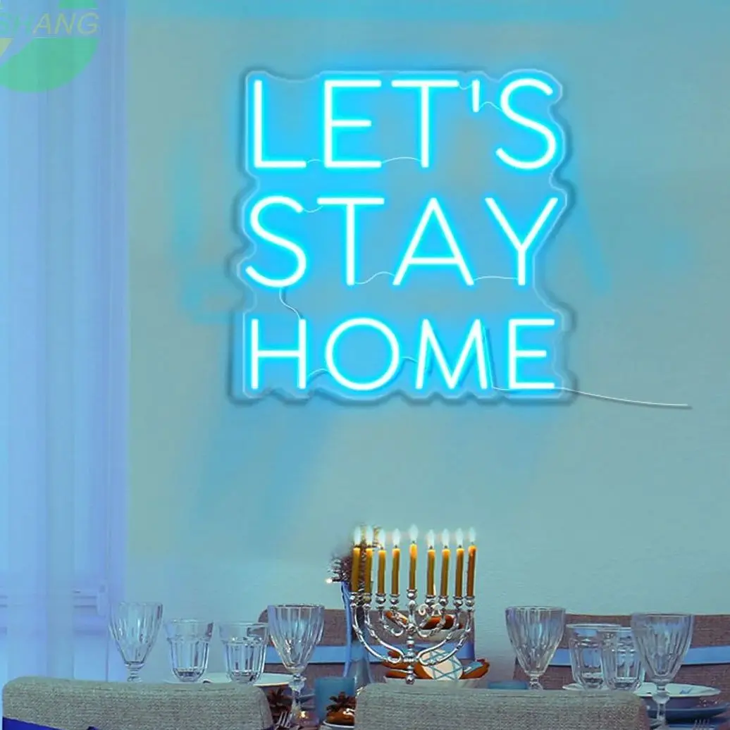 

Неоновая вывеска Let's Stay Home, неоновые вывески на заказ для украшения дома, светодиодные гибкие световые знаки ручной работы, светодиодные неоновые вывески Вечерние