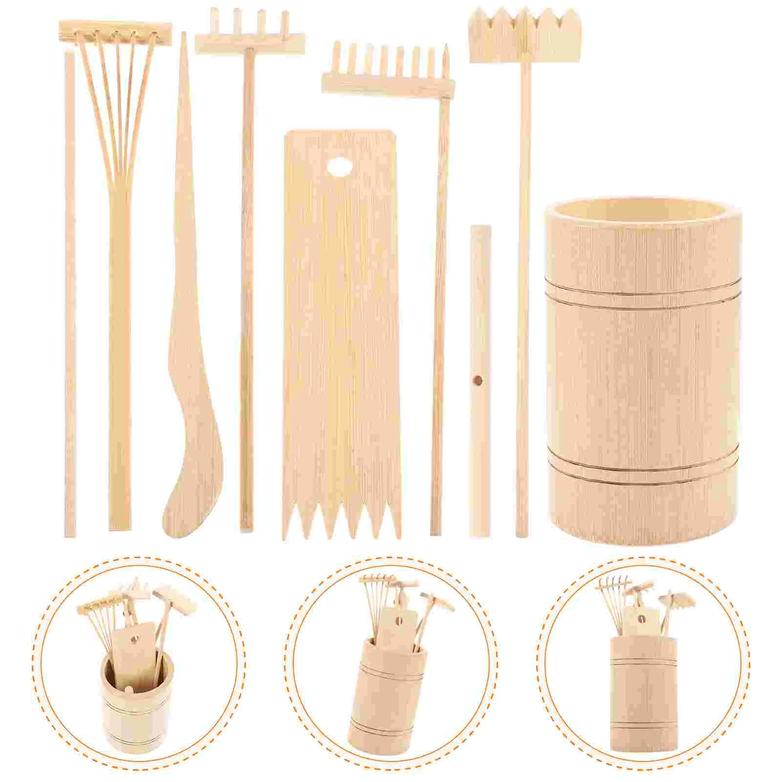 Zen Tool Set Sand Tools Garden Accessories Rake Miniature for Sandbox Decoration 3