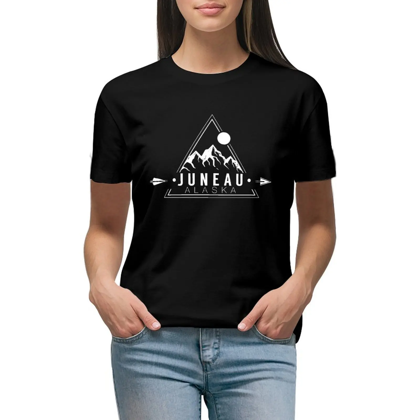 

Juneau Alaska Mountains T-shirt summer clothes cute tops plain t shirts for Women