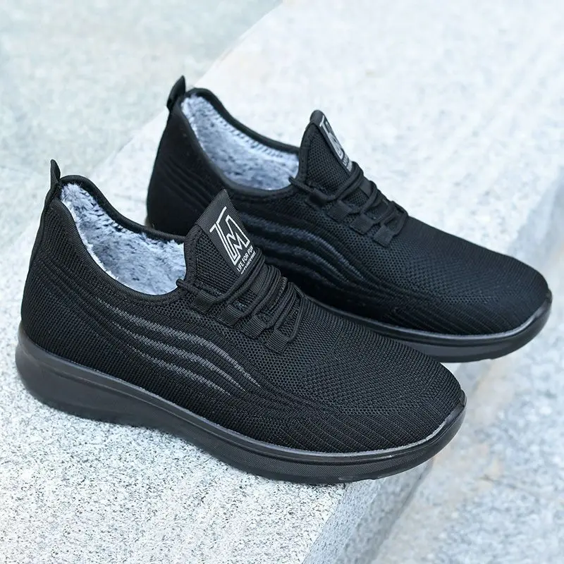 2023 Men's Fashion Winter Boots Men's Walking Ankle Boots Anti slip Shoes Men's Work Daily Shoes Plush Thickened Men's Shoes