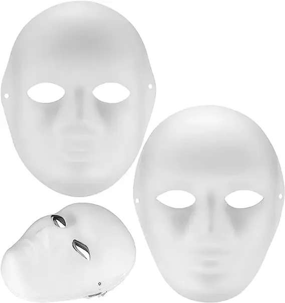 Elcoho 24 maschere di carta bianca a metà viso in maschera fai da te dipinte a mano con pennelli per martedì grasso per Halloween, feste cosplay