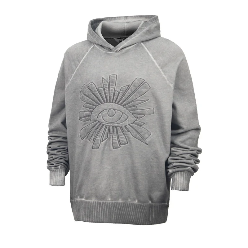 

Man Woman Vintage Washed Casual Sweatshirt HOUSE OF ERRORS Eyes Embroidery Hoodie Heavy Fabric Best Quality Oversized Hooded