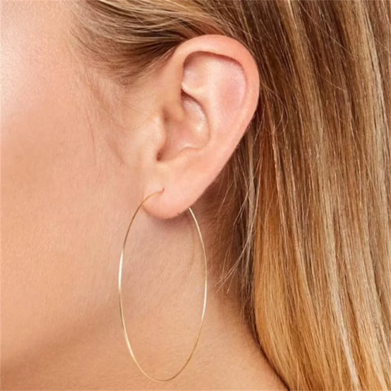 Pendientes de aro finos de 8 tamaños, joyería hecha a mano de plata 925/oro, aretes rellenos de oro Vintage, Pendientes Oorbellen Earrinngs para mujer