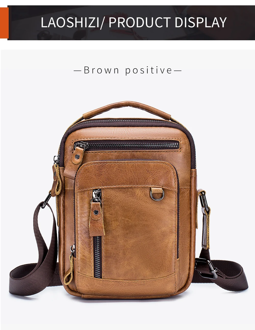 Genuine Leather Mens Crossbody Messenger Bag - Small Designer Shoulder Bag