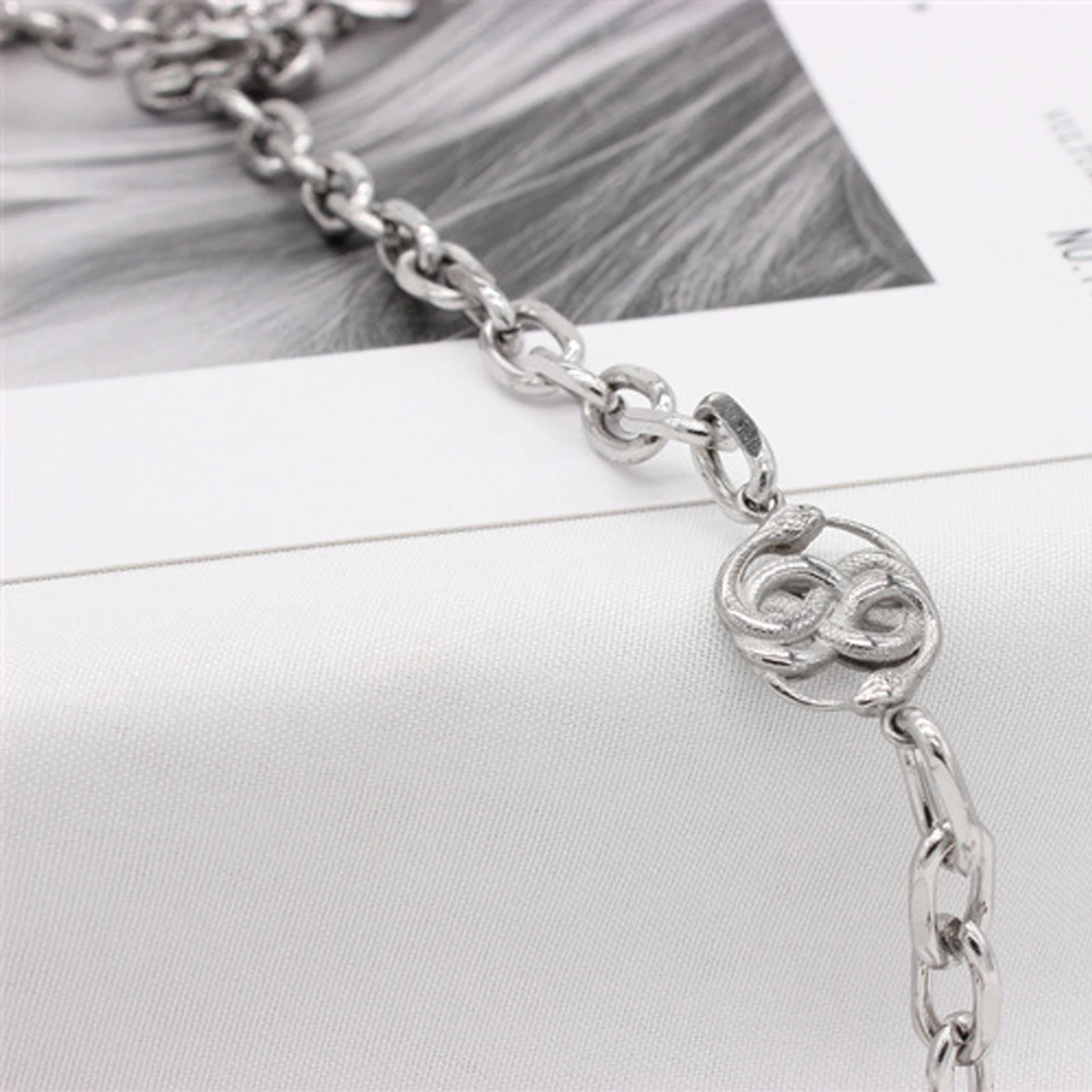 Men's Vintage Double Ouroboros Titanium Steel Pendant Pendant Necklace Hip Hop Fashion Party Gift