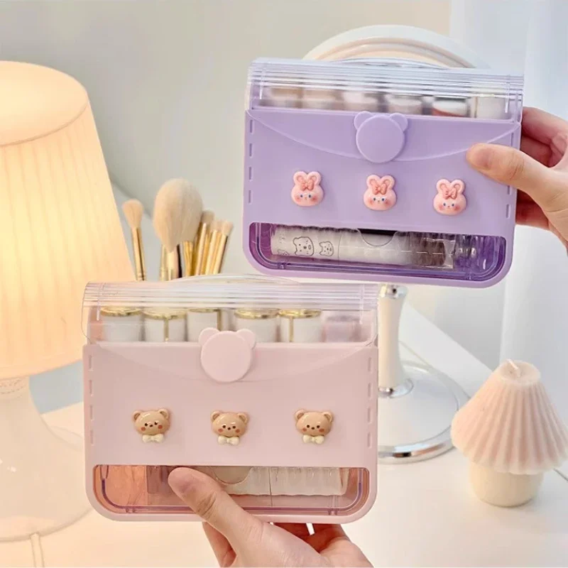 Makeup Lipstick Stand Case Desktop Cosmetic Organizer Storage Box Lipstick Dust-proof Display Stand Holder Cute Dressing Table 5