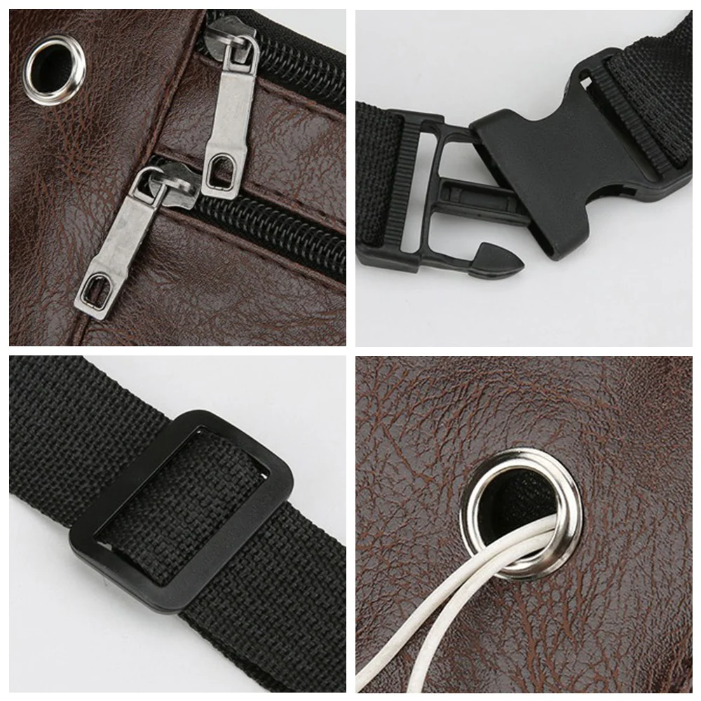 Modische Wasserdichte Hüfttasche Verschleißfeste Multifunktionale Handytasche PU Sporttasche – Detail 6