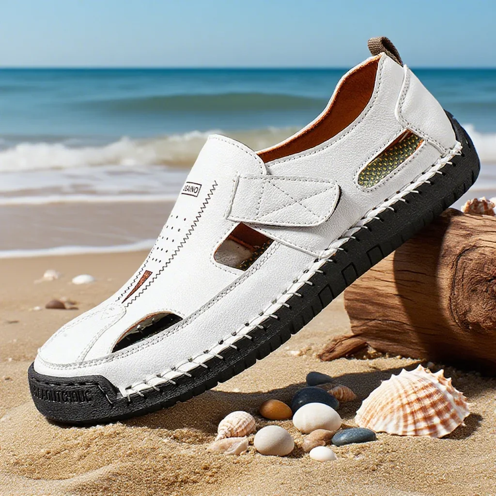 Large Size Men's Sandals 2025 New Outdoor Casual Beach Shoes Hollow out Breathable Head Cover Clog Shoes Rubber Bottom