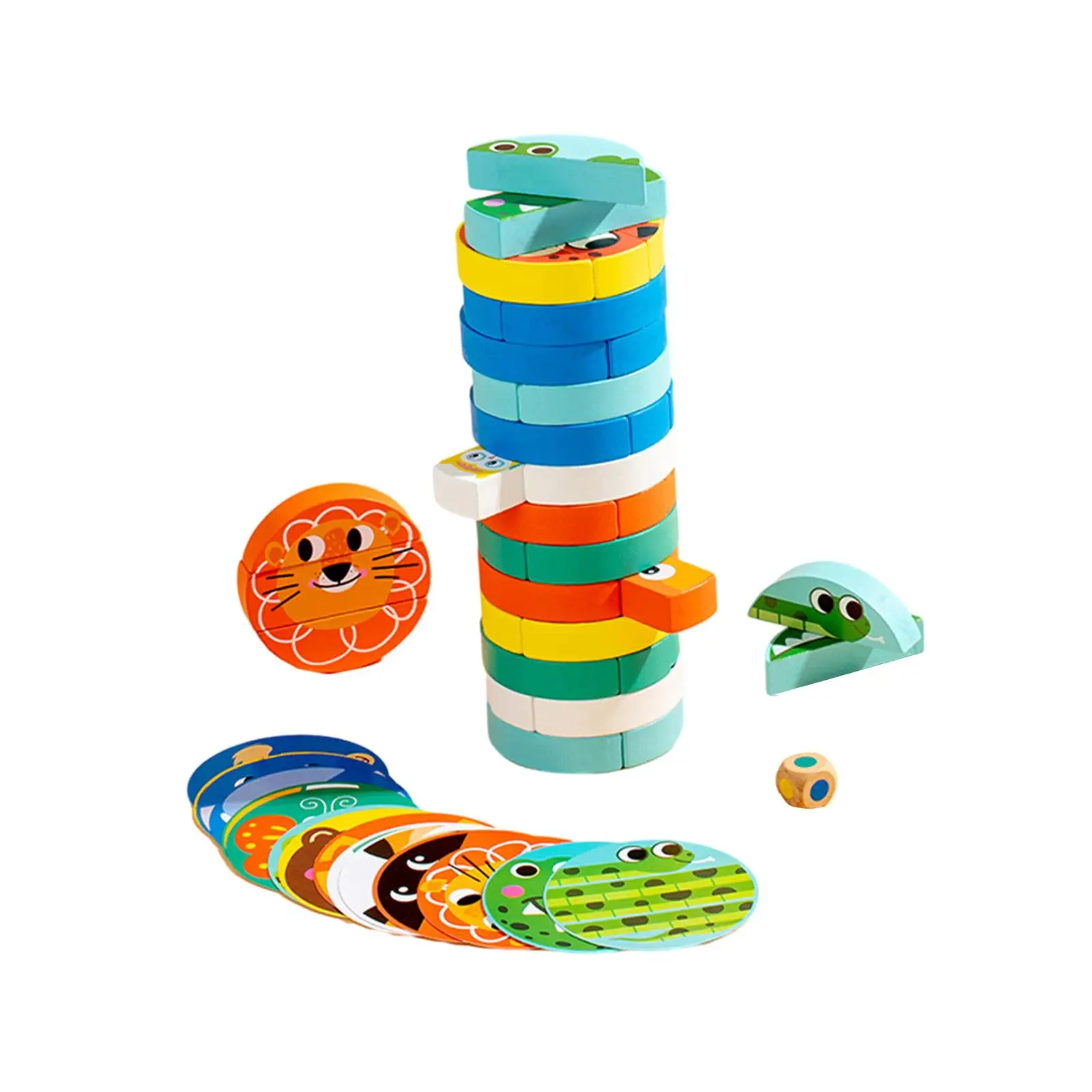 

Tumble Towers Game Early Learning Toddlers Games Cartoon Wooden Blocks Stacking Game for New Year Festival Children Preschool