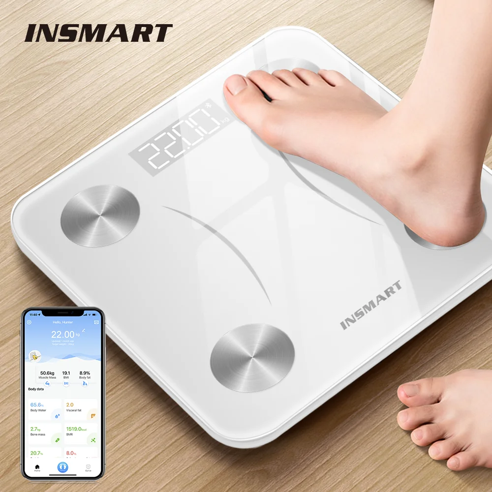 INSMART Body Fat Scale Digital Smart Scales Bluetooth compatible Wireless Bathroom Weight Scale LCD Display Composition Analyzer