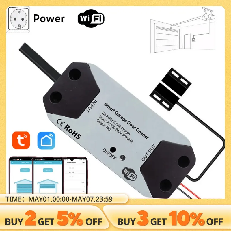 Tuya wifi switch garage door controller smart door opener work with