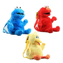 

3style45cm Sesame Street Plush Backpack Red Elmo Blue Cookie Guy Yellow Big Bird Plush Bag Children School Bag Birthday for Kids