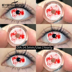 EYESHARE Crazy Style Halloween Red Cosplay Contact Lenses - 2PCS Anime - Inspired Beauty Accessories (RAVEN - WHITE)