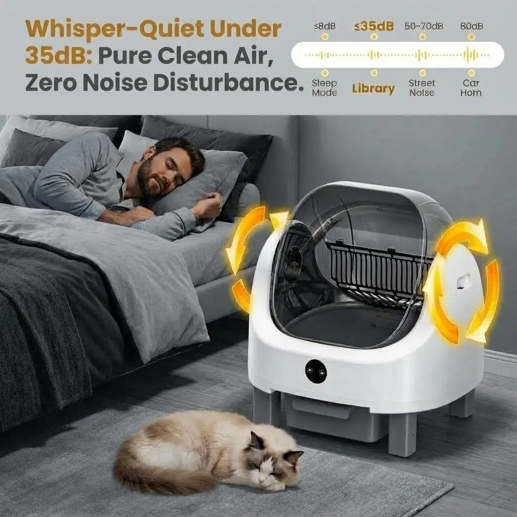Automatic Self-cleaning Cat Litter Box With App & Safety Sensors_voghion.com