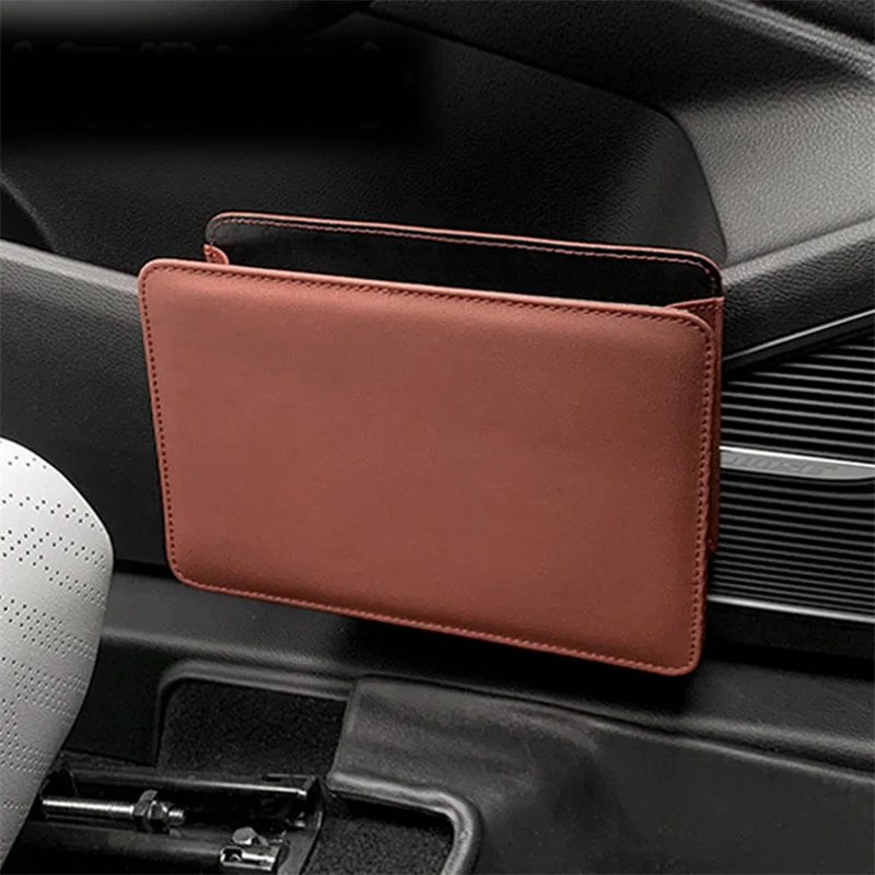 Car Trash Can Leather Car Storage Case Back Clip Style Car Garbage Organizer for Auto Door Seat Back Hanging Car Trash Bin