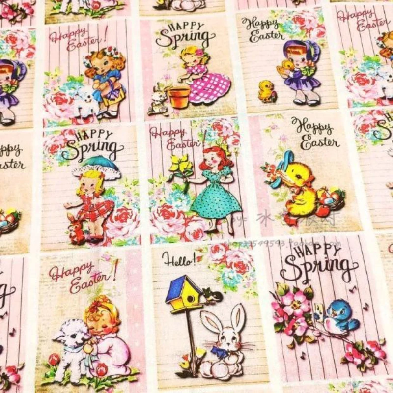 

Fabric Width 105cm x50cm Custom Plain Cotton Printing and Dyeing Love Flower Girl Vintage Diy Handmade Bag Sewing Dress Fashion