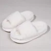 New Fashion White Fluffy Slippers Women 2025 Winter Warm Thick Sole Home Cotton Shoes Woman Open Toe Faux Fur Platform Slippers 5