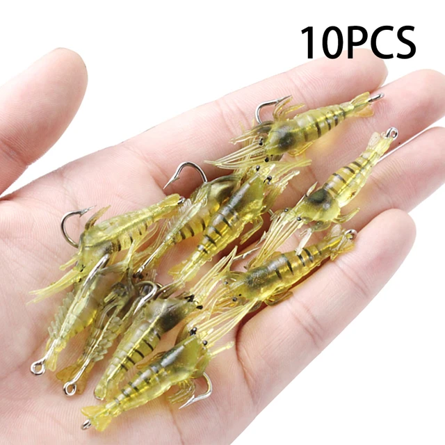 10PCS Soft Simulation Shrimp Prawn Lure Hook Crankbaits Fishing