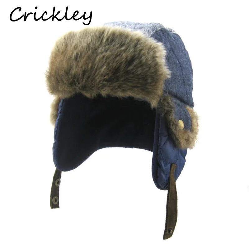 Winter Sewing Boys Ushanka Hats Warm Plush Toddler Kids Pilot Hat Ear Flap Windproof Soft Children Caps 1-8 Years