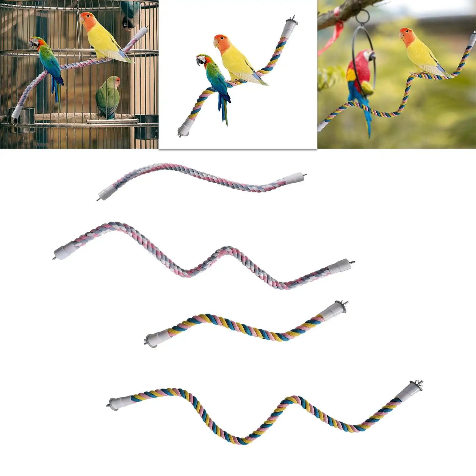 Bird Perch Stand Bird Rope Parrot Rope Perch Climbing Ropes Bungee Toys for Cockatiel Budgie Parakeet Finch Lovebird parrot bird perch