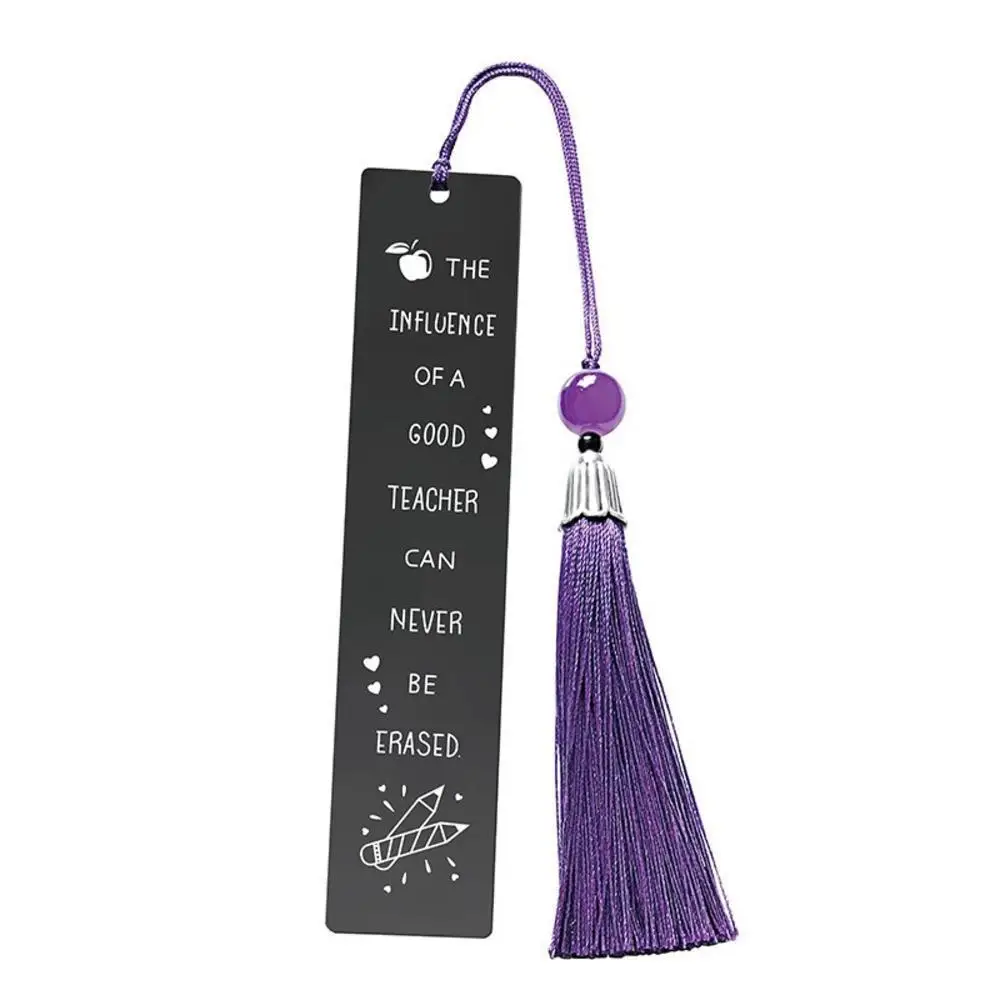 Metal Bookmark Page Sign Stainless Steel Tassels Pendant Stationery Reading Book Mark School Learning Supplies Teachers Day Gift