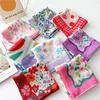 Floral Print Neckerchief Women Korean Cotton Linen Square Scarf Elegant Neck Scarves Small Wraps Bandana Head Scarfs 58*58Cm 1