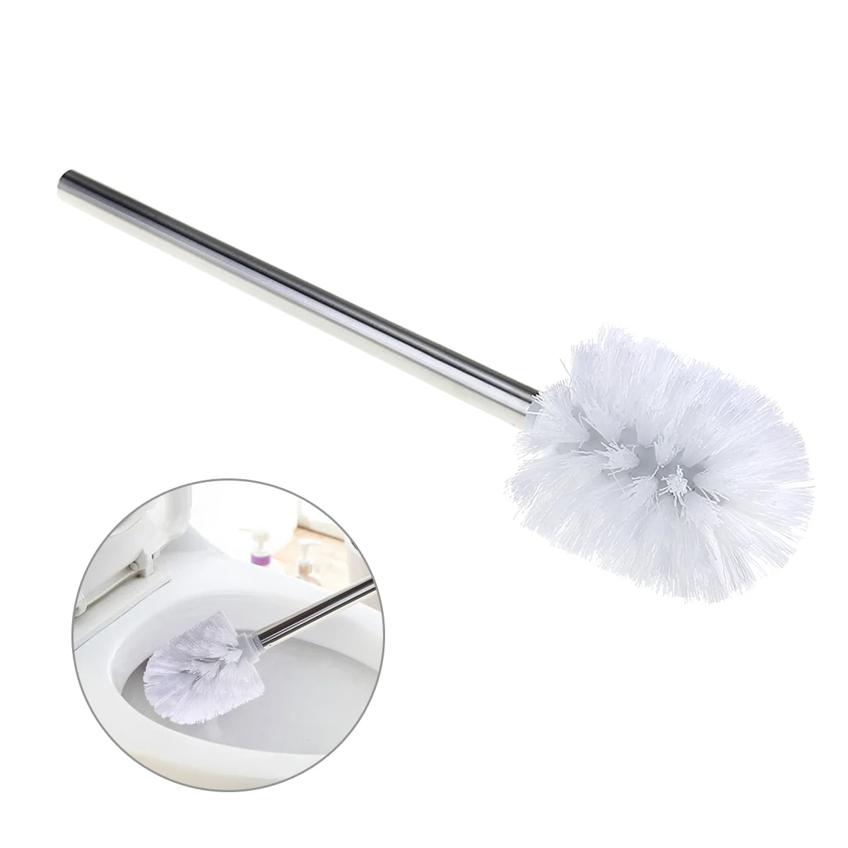3Pcs ToiletBrush StainlessSteelHandle BathroomWC Scrubber VisibleEffect PracticalDesign HomeDailyUse