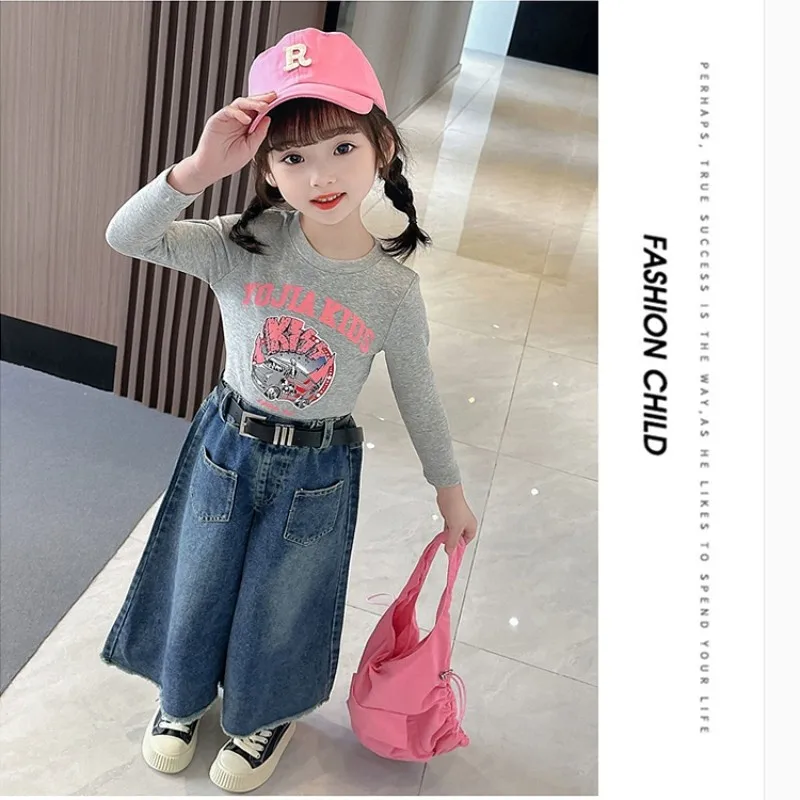 용수철  청바지, 레트로 스타일, 하이 웨이스트, 캐주얼 스트레이트 데님 바지,  소년 소녀, 느슨한 와이드 레그 바지, 2023
