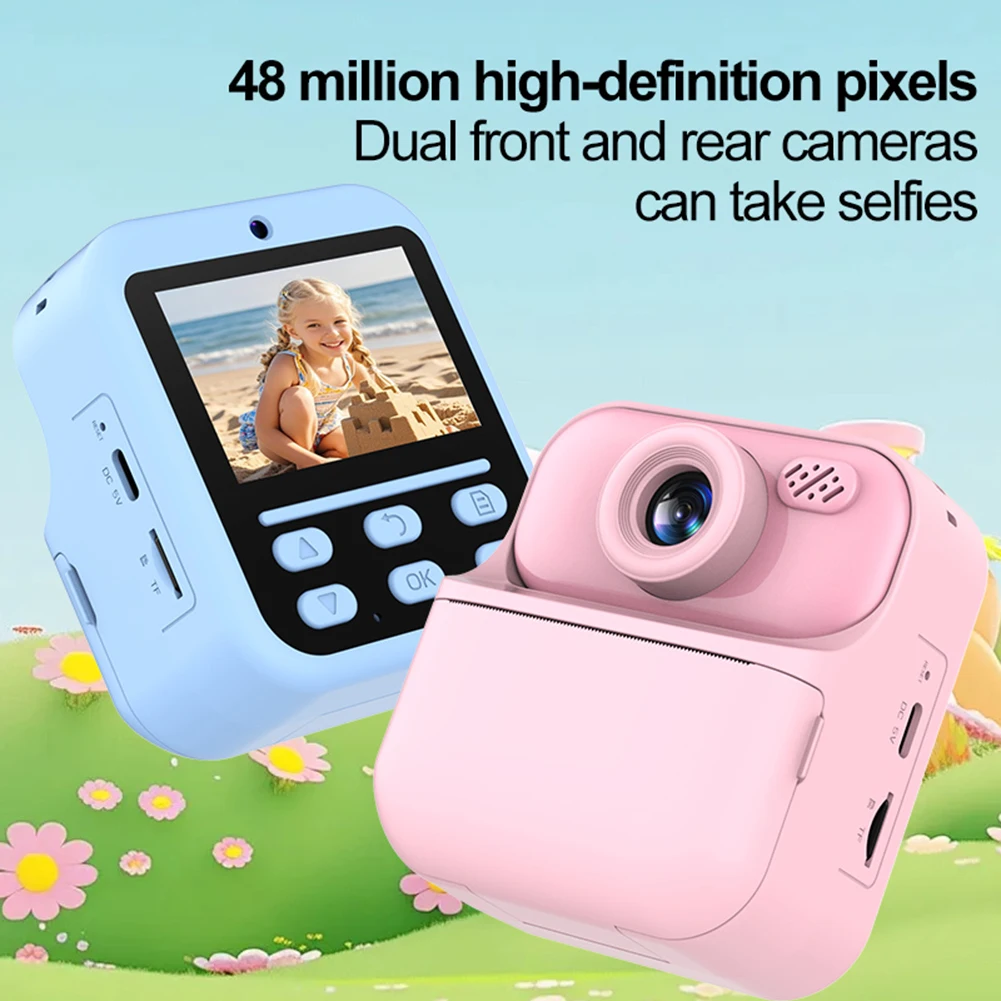 Portable HD Instant Print Camera with 2.4 Display - USB Rechargeable Digital Photo and Video Camera