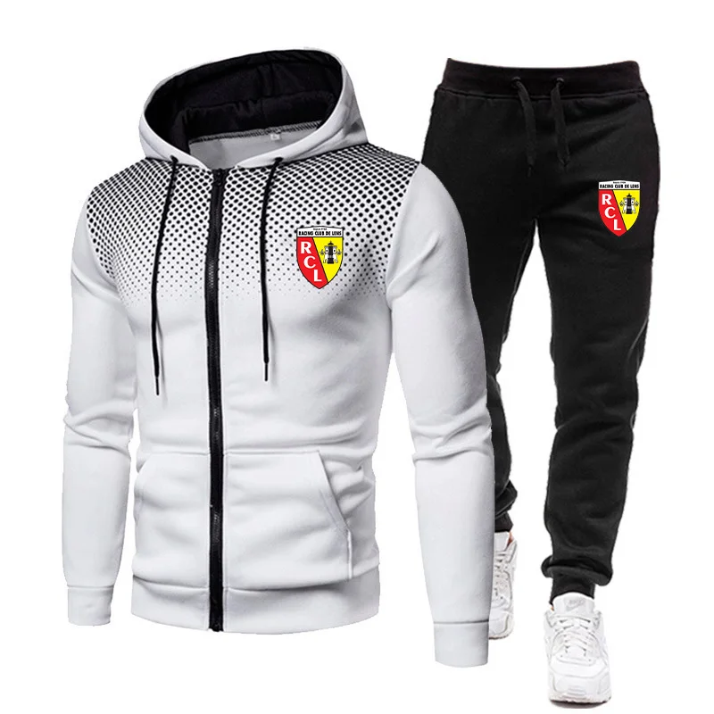 

Autumn Winter Mens Euro Club Rc Lens Sets Zipper Hoodies Sport Suit Jacket Casual Sweatshirts Tracksuit Sportswear+Jogging Pants