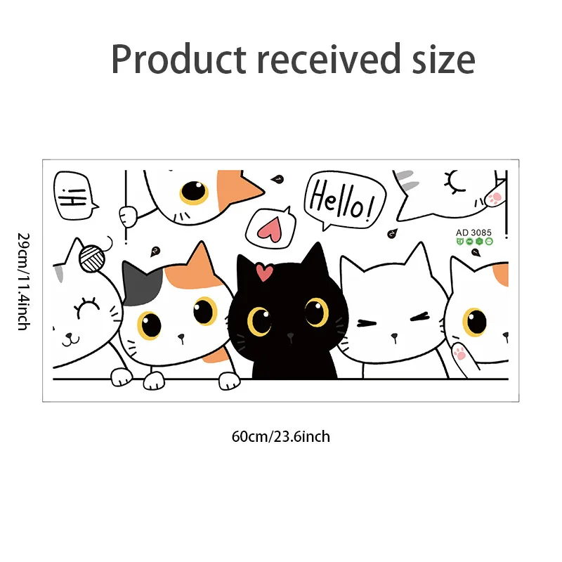 1PC  Sartoon Cute Cat Stickers For Decorating Bedroom Wardrobe Doors, With Waterproof Self-adhesive Stickers - 4