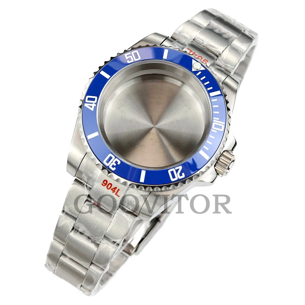 Silver 40mm Solid Stainless Steel Watch Case with Waterproof Brushed Oyster Bracelet