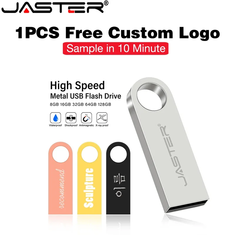 Jaster New Key Usb Flash Drive 32Gb Supporto Logo Personalizzato Gratuito Chiavetta Usb 128Gb Metallo Usb 2.0 Pen Drive 4Gb 8Gb 16Gb Pendrive 64Gb