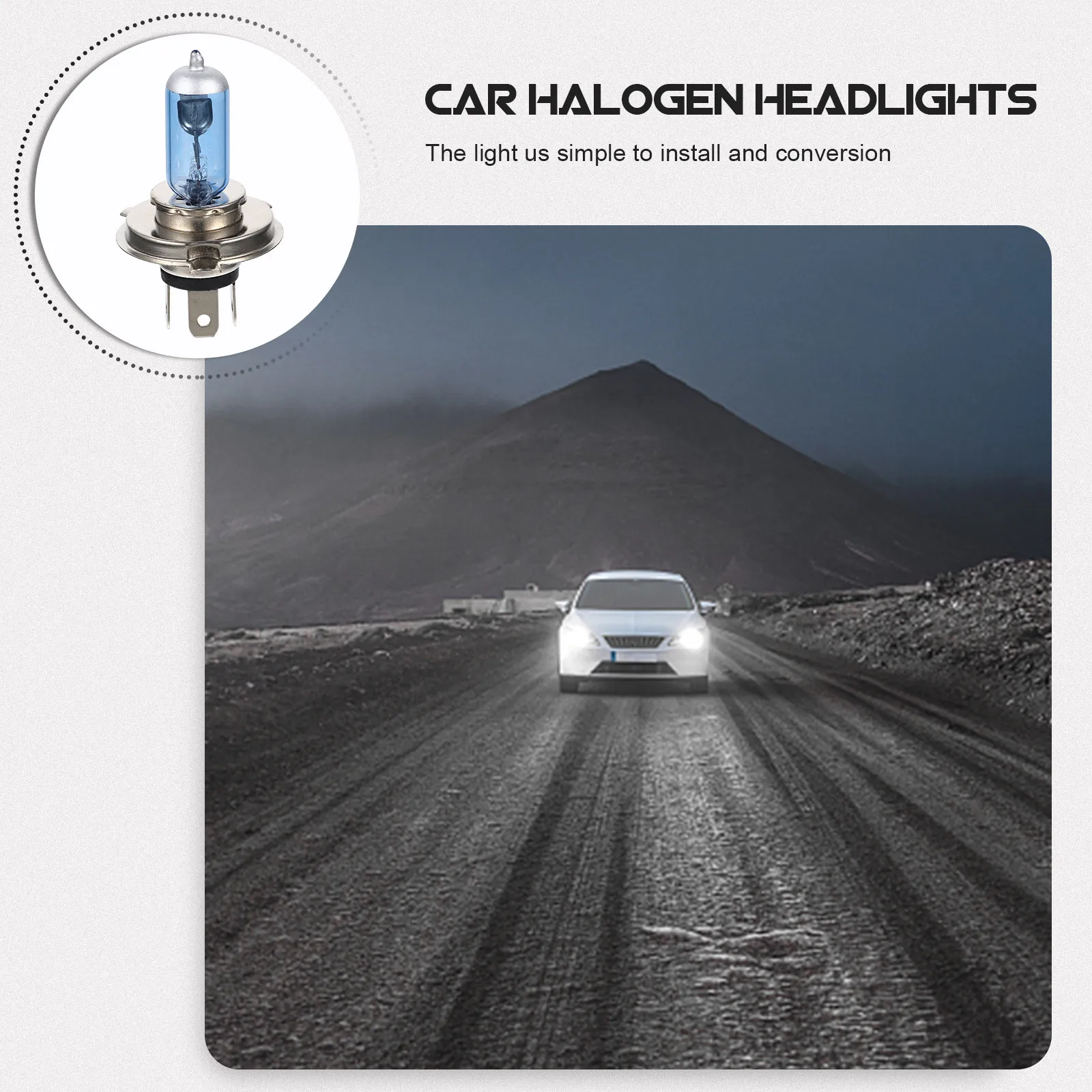 2Pcs H4 100W 12V 자동차 할로겐 헤드 램프 전구 흰색 6000K P43t 자동 헤드 라이트 향상된 선명도 와이드 빔 도로 가시성