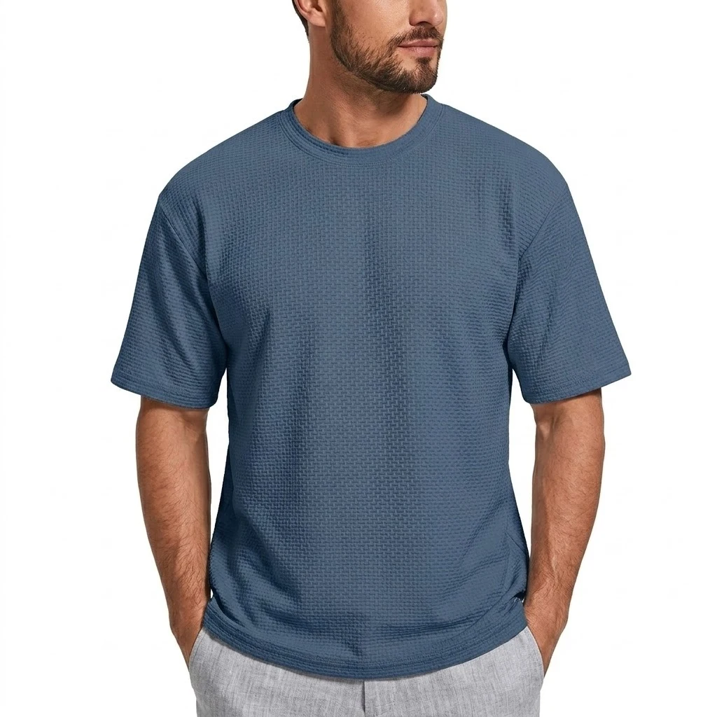 Herren Kurzarm Eisseide Hemden Sommer Atmungsaktive Herrenbekleidung Fitness Slim Fit T-Shirts für Männer Einfarbige T-Shirts Herrenhemd – Detail 8