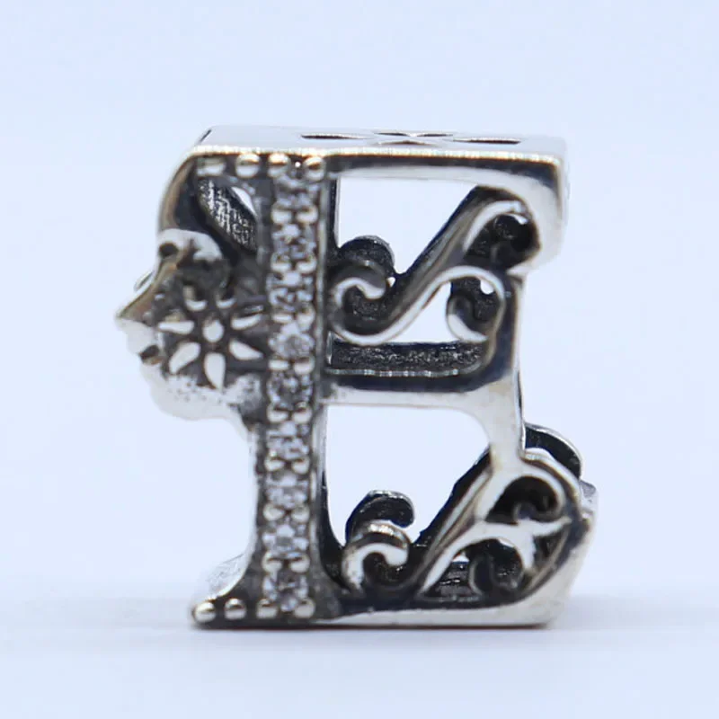 진짜 925 솔리드  참 할로우 레터 E와 소녀 측면 얼굴 작은 펜던트 팔찌 및 발찌 펜던트, 11x11mm