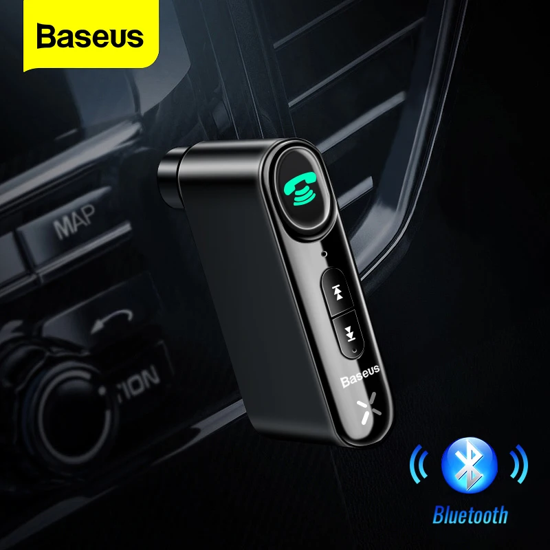 Baseus Aux Ricevitore Audio Wireless Per Auto Altoparlante Vivavoce Con Adattatore Per Kit Auto 5.0 Compatibile Con Bluetooth Automatico Con Microfono