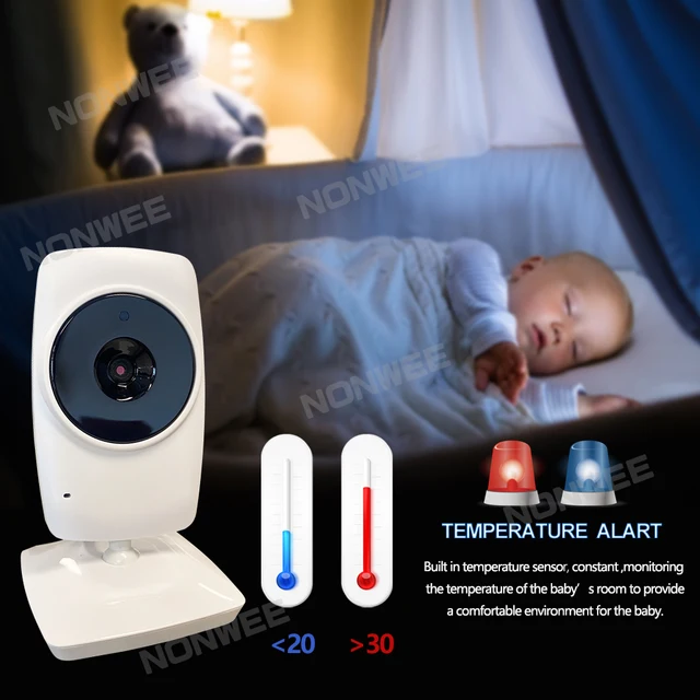 3.2'' Baby Monitor with Camera and Audio, Infrared Night Vision, Temperature Monitoring, Two-Way Talk, Lullabies, 1000ft Range 4