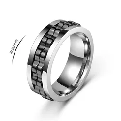 Stainless Steel Gear Chain Spinning Fidget Ring - 8 (Ring - 1472)