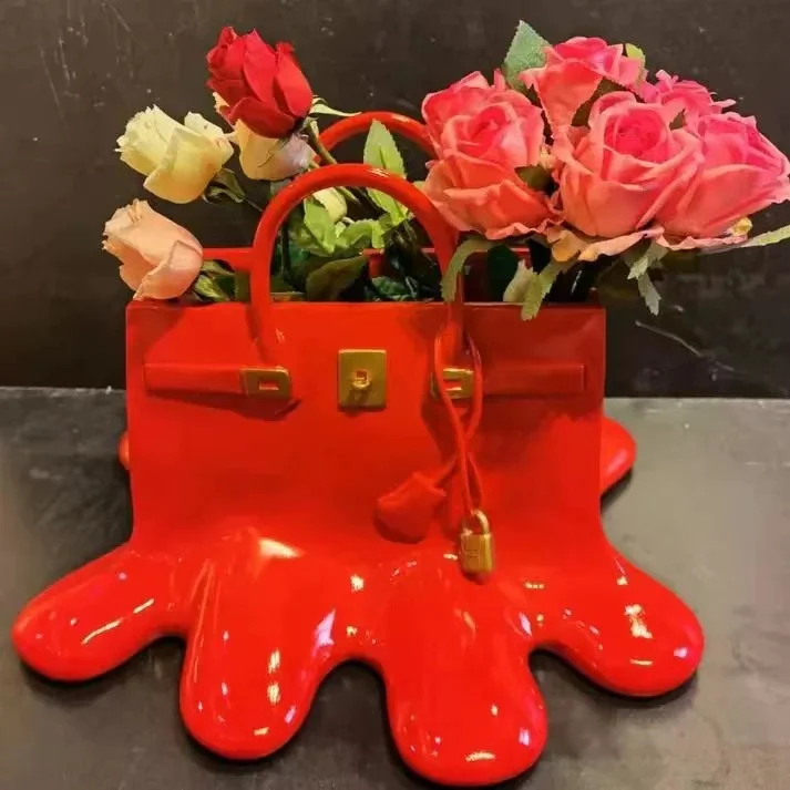 Custom resin creative handmade birkin flower pot handbag shape